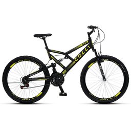 Bicicleta Gps 148 Dupla Suspensão e Freios V-brake, Aro 26 Aero, 36 Raias, 21 Marchas Colli Preto/am - 1