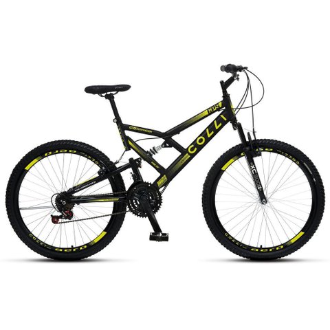 Bicicleta Gps 148 Dupla Suspensão e Freios V-brake, Aro 26 Aero, 36 Raias, 21 Marchas Colli Preto/am