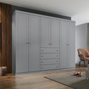 Ver imagem 2 de Guarda Roupa Casal 6 Portas 4 Gavetas Americano Cinza