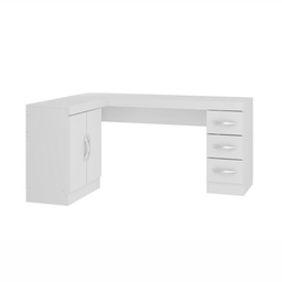 Mesa de Escritório Escrivaninha Tek de Canto 2 Portas 3 Gavetas Soluzione - 1