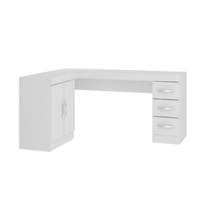 Mesa de Escritório Escrivaninha Tek de Canto 2 Portas 3 Gavetas Soluzione