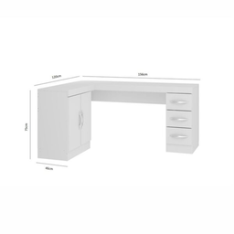 Mesa de Escritório Escrivaninha Tek de Canto 2 Portas 3 Gavetas Soluzione - 3