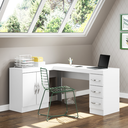 Ver imagem 2 de Mesa de Escritório Escrivaninha Tek de Canto 2 Portas 3 Gavetas Soluzione