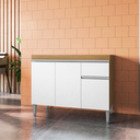 Ver imagem 2 de Balcão Gabinete de Cozinha 3 Portas 100cm Tatiane sem Tampo:amêndoa Branco