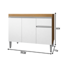 Ver imagem 3 de Balcão Gabinete de Cozinha 3 Portas 100cm Tatiane sem Tampo:amêndoa Branco