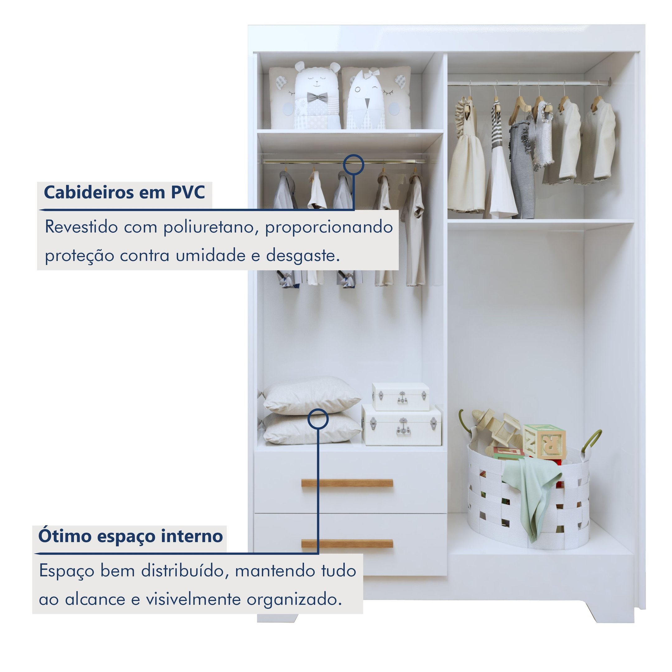 Quarto de Bebê Completo Gêmeos com Guarda-roupa, 2 Berços e Cômoda Gael - 8