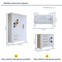 Ver imagem 3 de Quarto de Bebê Completo Gêmeos com Guarda-roupa, 2 Berços e Cômoda Gael