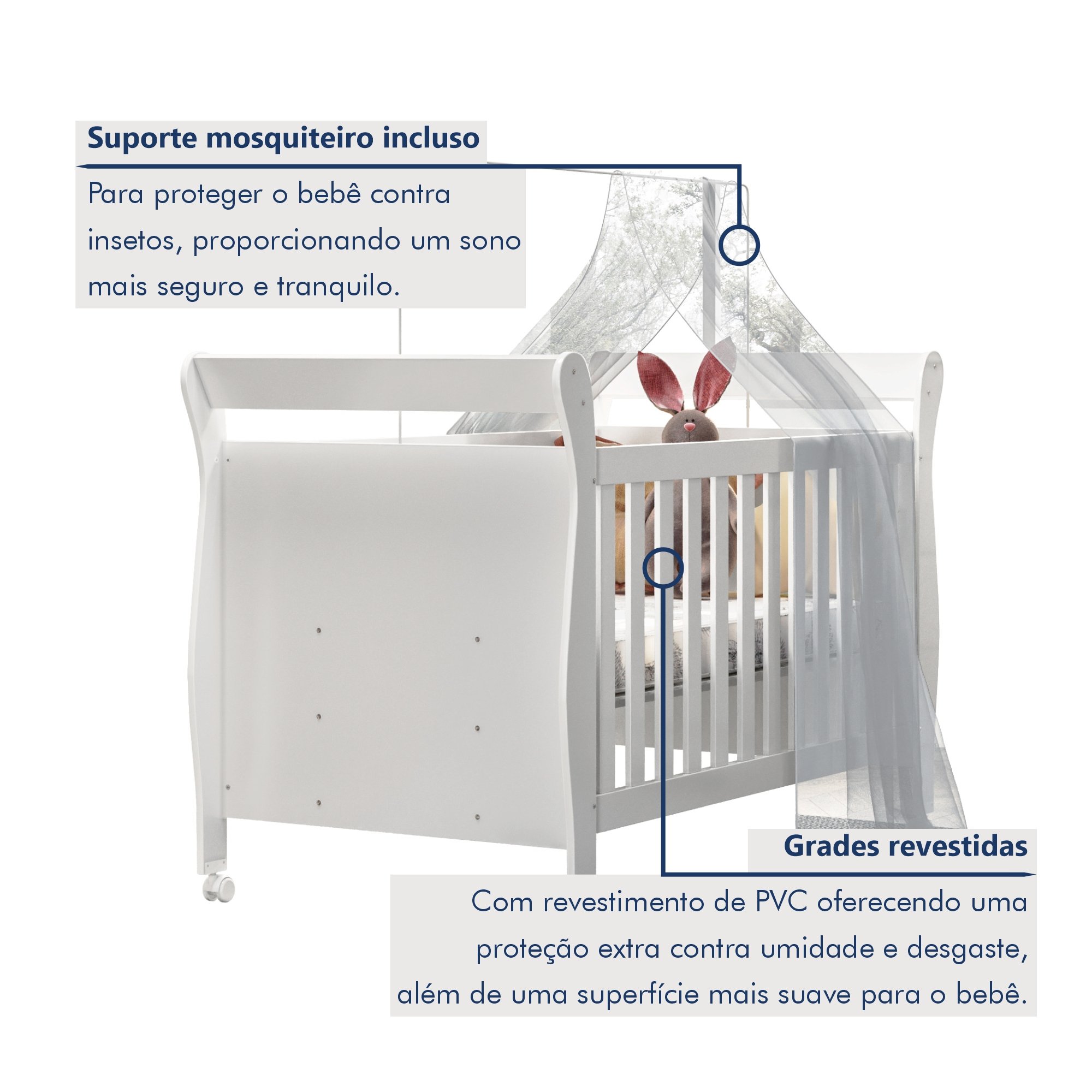 Quarto de Bebê Completo Gêmeos com Guarda-roupa, 2 Berços e Cômoda Gael - 9