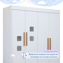 Ver imagem 4 de Quarto de Bebê Completo Gêmeos com Guarda-Roupa, 2 Berços e Cômoda Gael Branco