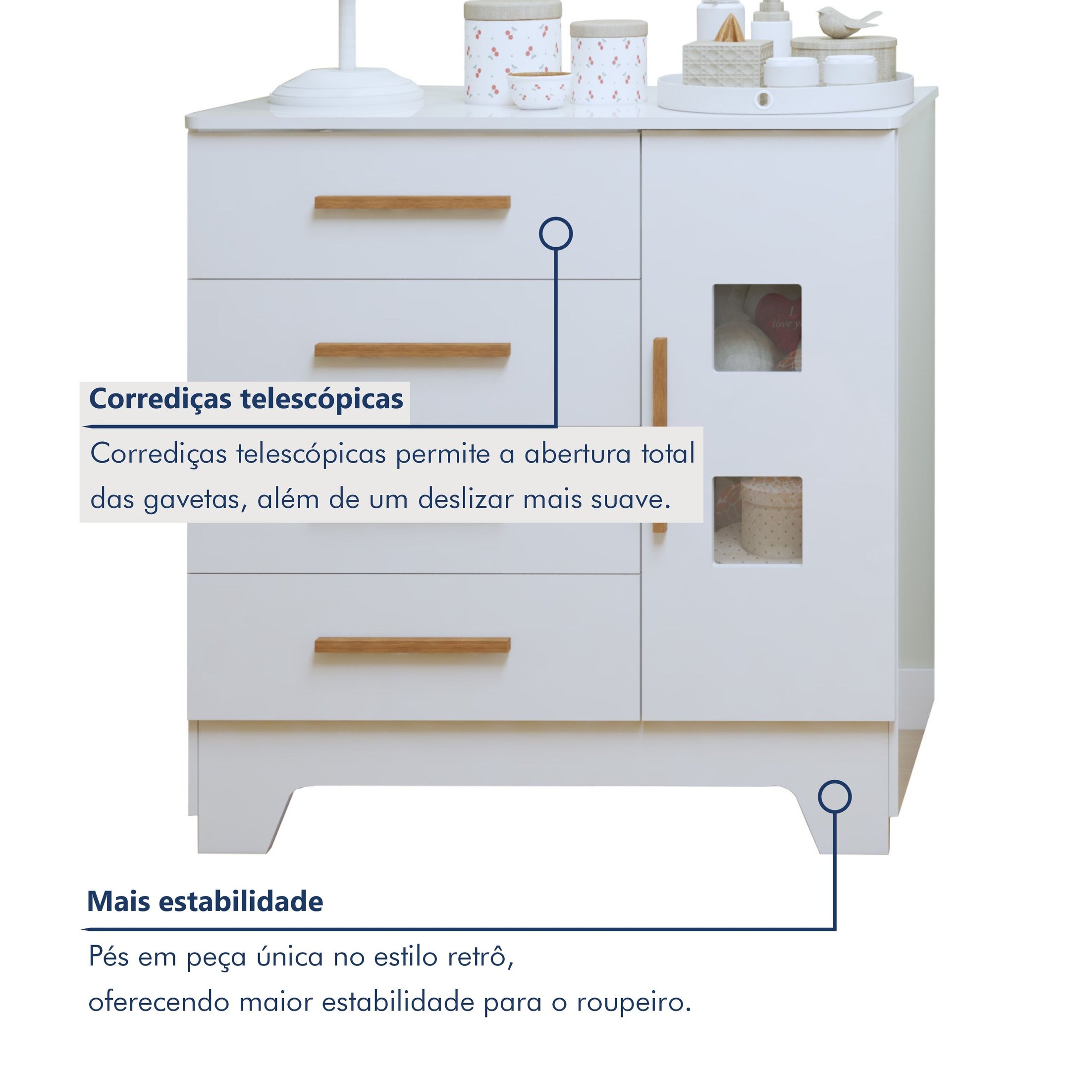 Quarto de Bebê Completo Gêmeos com Guarda-roupa, 2 Berços e Cômoda Gael - 13
