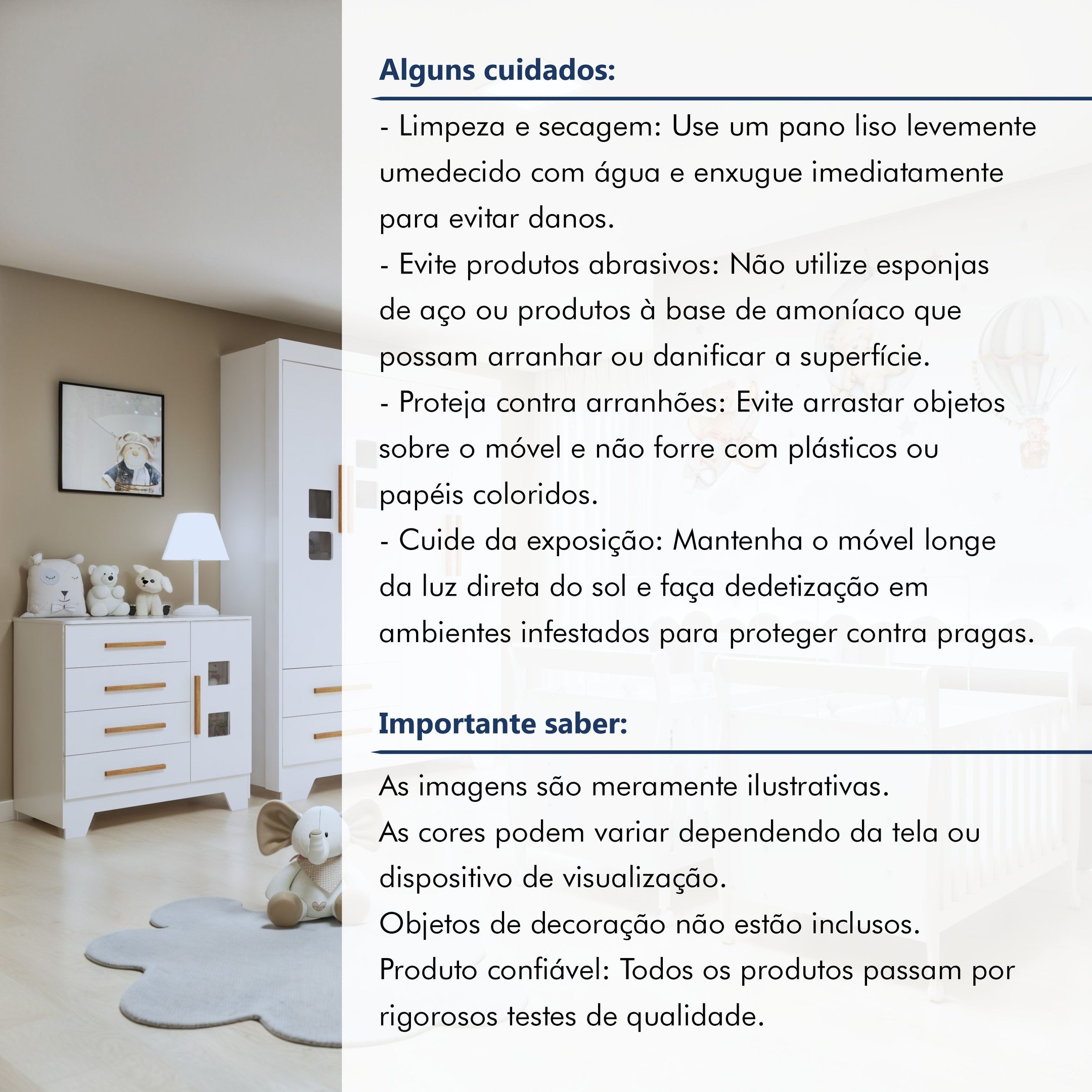 Quarto de Bebê Completo Gêmeos com Guarda-roupa, 2 Berços e Cômoda Gael - 19