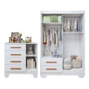 Ver imagem 4 de Quarto de Bebê Completo Gêmeos com Guarda-Roupa, 2 Berços e Cômoda Gael Branco
