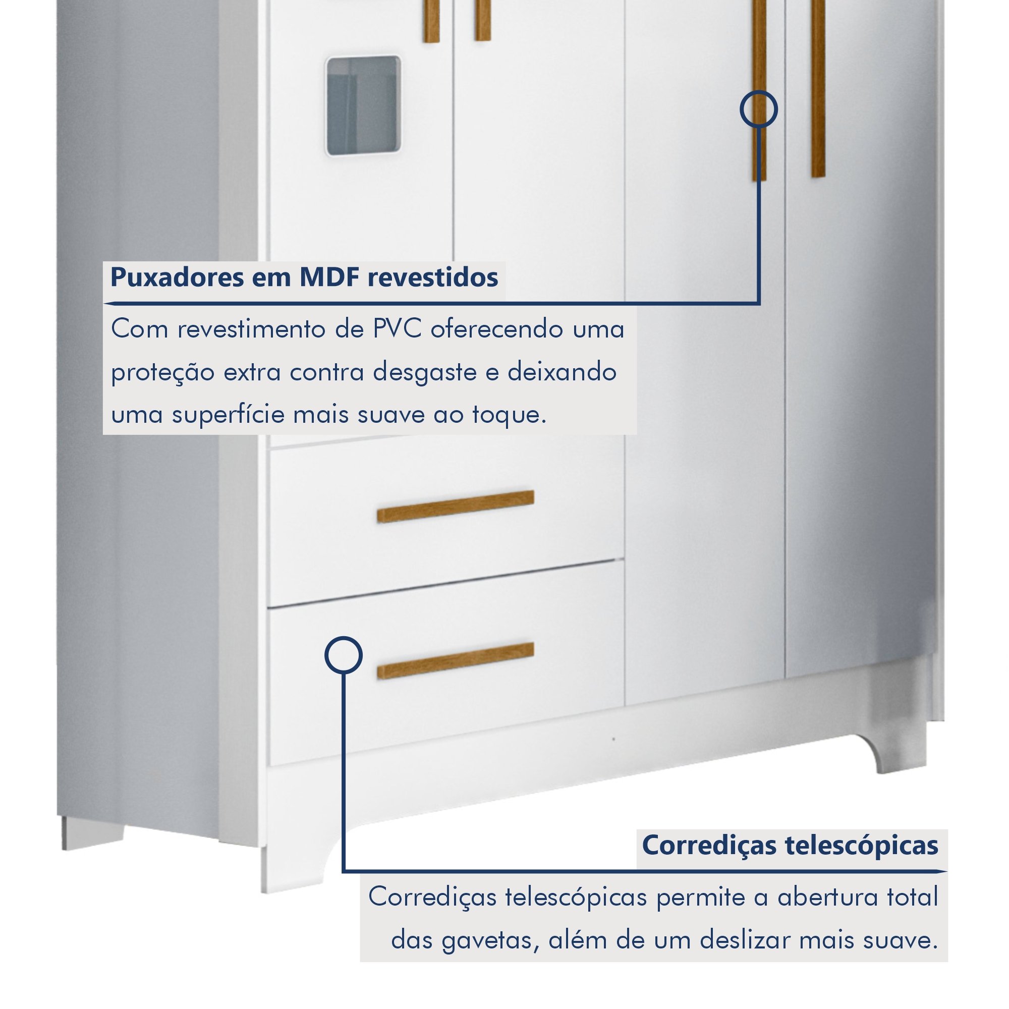 Quarto de Bebê Completo Gêmeos com Guarda-roupa, 2 Berços e Cômoda Gael - 3