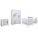 Ver imagem 2 de Quarto de Bebê Completo Gêmeos com Guarda-Roupa, 2 Berços e Cômoda Gael Branco