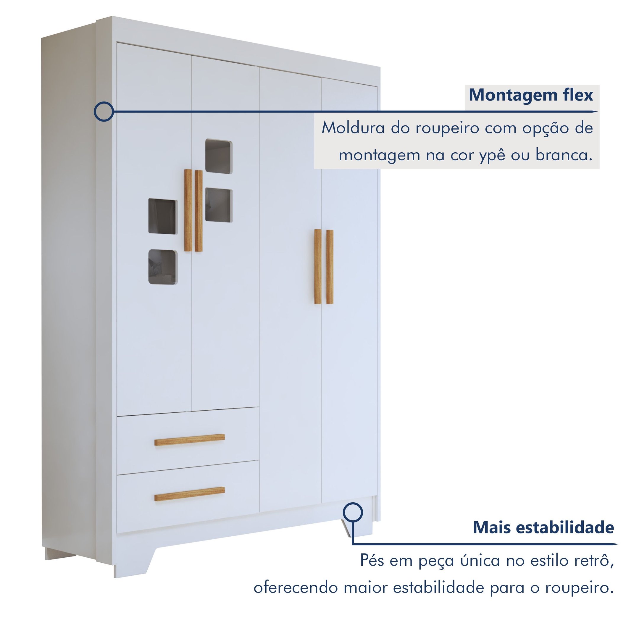 Quarto de Bebê Completo Gêmeos com Guarda-roupa, 2 Berços e Cômoda Gael - 7