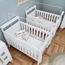 Ver imagem 6 de Quarto de Bebê Completo Gêmeos com Guarda-Roupa, 2 Berços e Cômoda Gael Branco