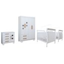 Ver imagem 2 de Quarto de Bebê Completo Gêmeos com Guarda-Roupa, 2 Berços e Cômoda Gael Branco