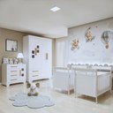 Ver imagem 1 de Quarto de Bebê Completo Gêmeos com Guarda-roupa, 2 Berços e Cômoda Gael