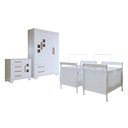 Ver imagem 2 de Quarto de Bebê Completo Gêmeos com Guarda-roupa, 2 Berços e Cômoda Gael