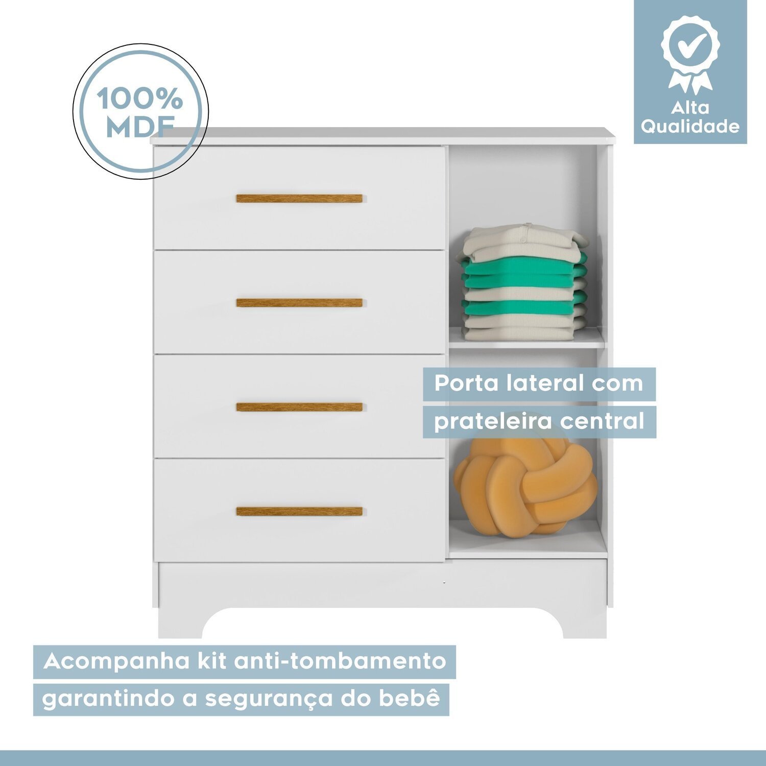 Quarto de Bebê Completo Gêmeos com Guarda-roupa, 2 Berços e Cômoda Gael - 13