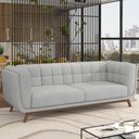 Ver imagem 1 de Sofá 03 Lugares para Sala de Estar Pés em Madeira 240cm Florian M03 Linho Cinza - Lyam Decor