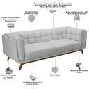 Ver imagem 4 de Sofá 03 Lugares para Sala de Estar Pés em Madeira 240cm Florian M03 Linho Cinza - Lyam Decor