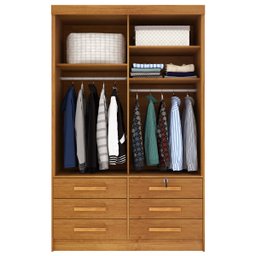 Guarda-Roupa Casal Chicago 2 Portas 6 Gavetas Cinamomo - Tcil Móveis - 3