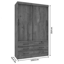 Guarda-Roupa Casal Chicago 2 Portas 6 Gavetas Cinamomo - Tcil Móveis - 4