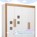 Ver imagem 4 de Quarto de Bebê Completo Gêmeos com Guarda-Roupa, 2 Berços e Cômoda Gael Branco/Amadeirado