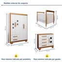 Ver imagem 3 de Quarto de Bebê Completo Gêmeos com Guarda-Roupa, 2 Berços e Cômoda Gael Branco/Amadeirado