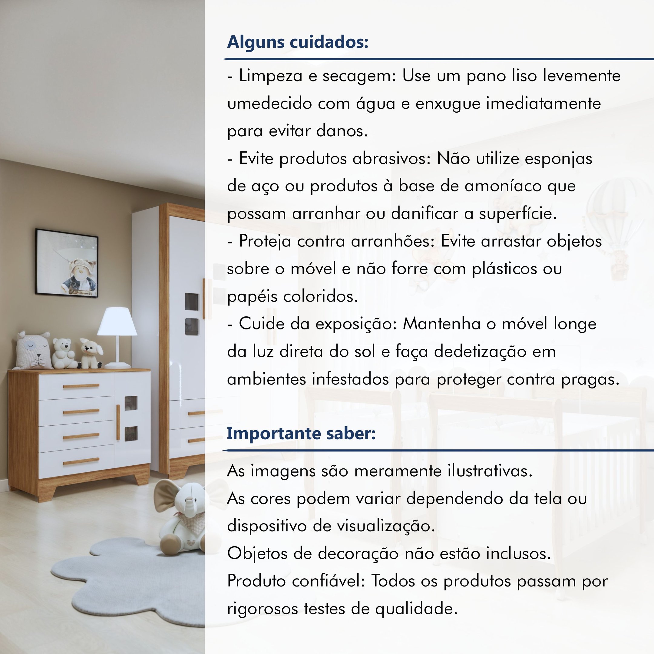 Quarto de Bebê Completo Gêmeos com Guarda-roupa, 2 Berços e Cômoda Gael - 19