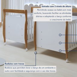 Quarto de Bebê Completo Gêmeos com Guarda-roupa, 2 Berços e Cômoda Gael - 11