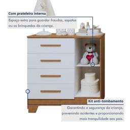 Quarto de Bebê Completo Gêmeos com Guarda-roupa, 2 Berços e Cômoda Gael - 15