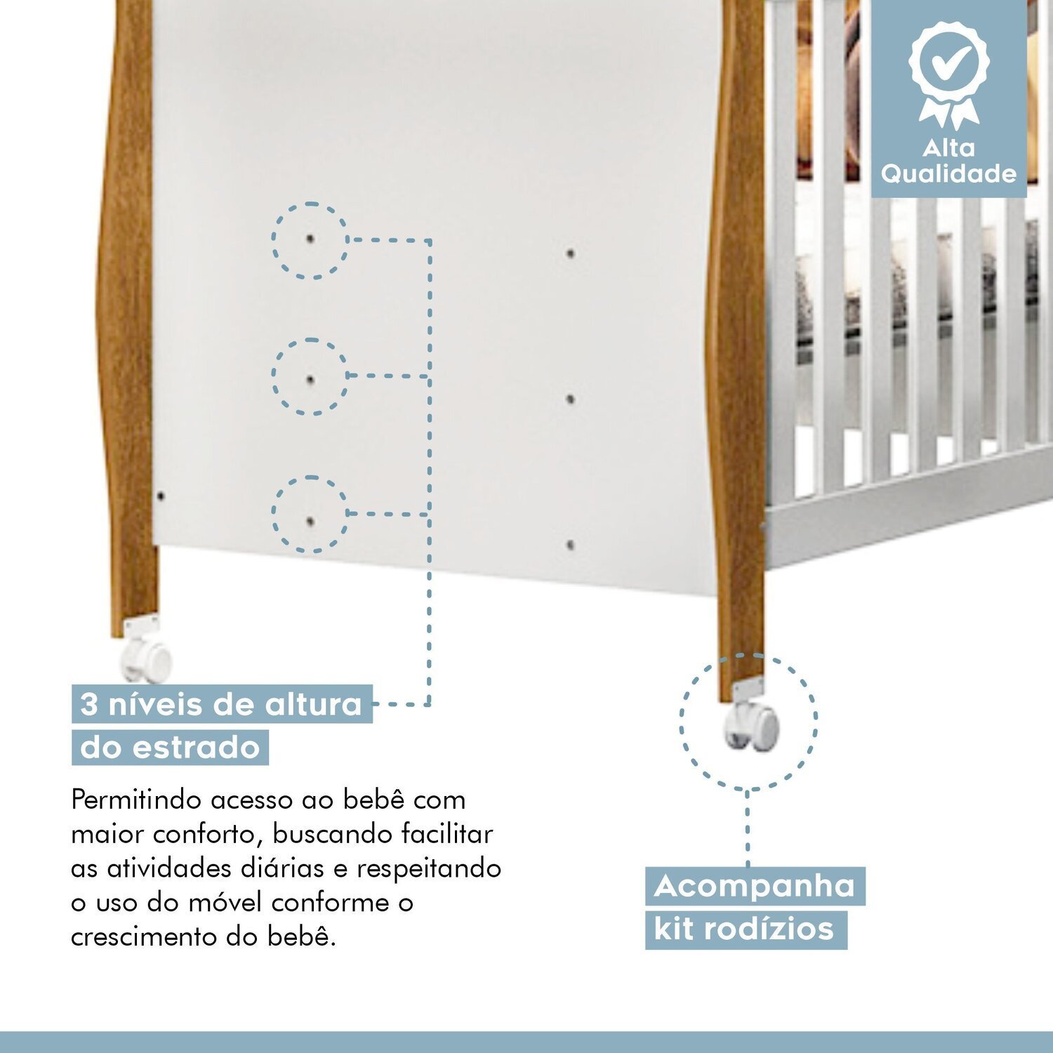 Quarto de Bebê Completo Gêmeos com Guarda-roupa, 2 Berços e Cômoda Gael - 8