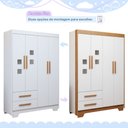 Ver mais imagens de Quarto de Bebê Completo Gêmeos com Guarda-Roupa, 2 Berços e Cômoda Gael Branco/Amadeirado