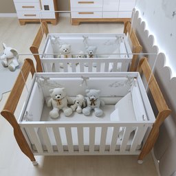 Quarto de Bebê Completo Gêmeos com Guarda-roupa, 2 Berços e Cômoda Gael - 17