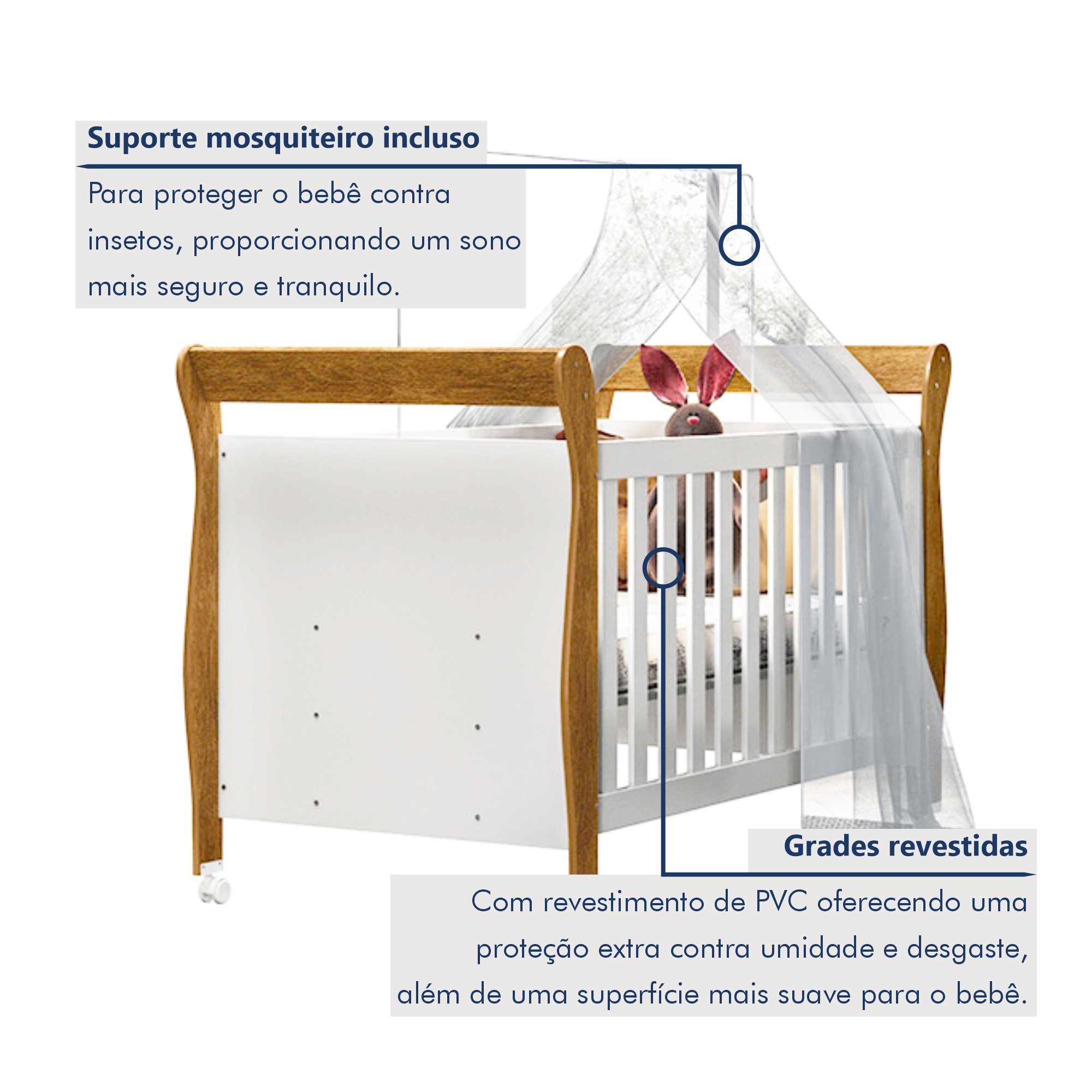 Quarto de Bebê Completo Gêmeos com Guarda-roupa, 2 Berços e Cômoda Gael - 9