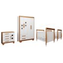 Ver imagem 2 de Quarto de Bebê Completo Gêmeos com Guarda-Roupa, 2 Berços e Cômoda Gael Branco/Amadeirado