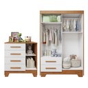 Ver imagem 4 de Quarto de Bebê Completo Gêmeos com Guarda-Roupa, 2 Berços e Cômoda Gael Branco/Amadeirado