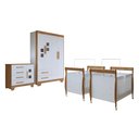 Ver imagem 2 de Quarto de Bebê Completo Gêmeos com Guarda-roupa, 2 Berços e Cômoda Gael