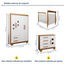 Ver imagem 3 de Quarto de Bebê Completo Gêmeos com Guarda-roupa, 2 Berços e Cômoda Gael
