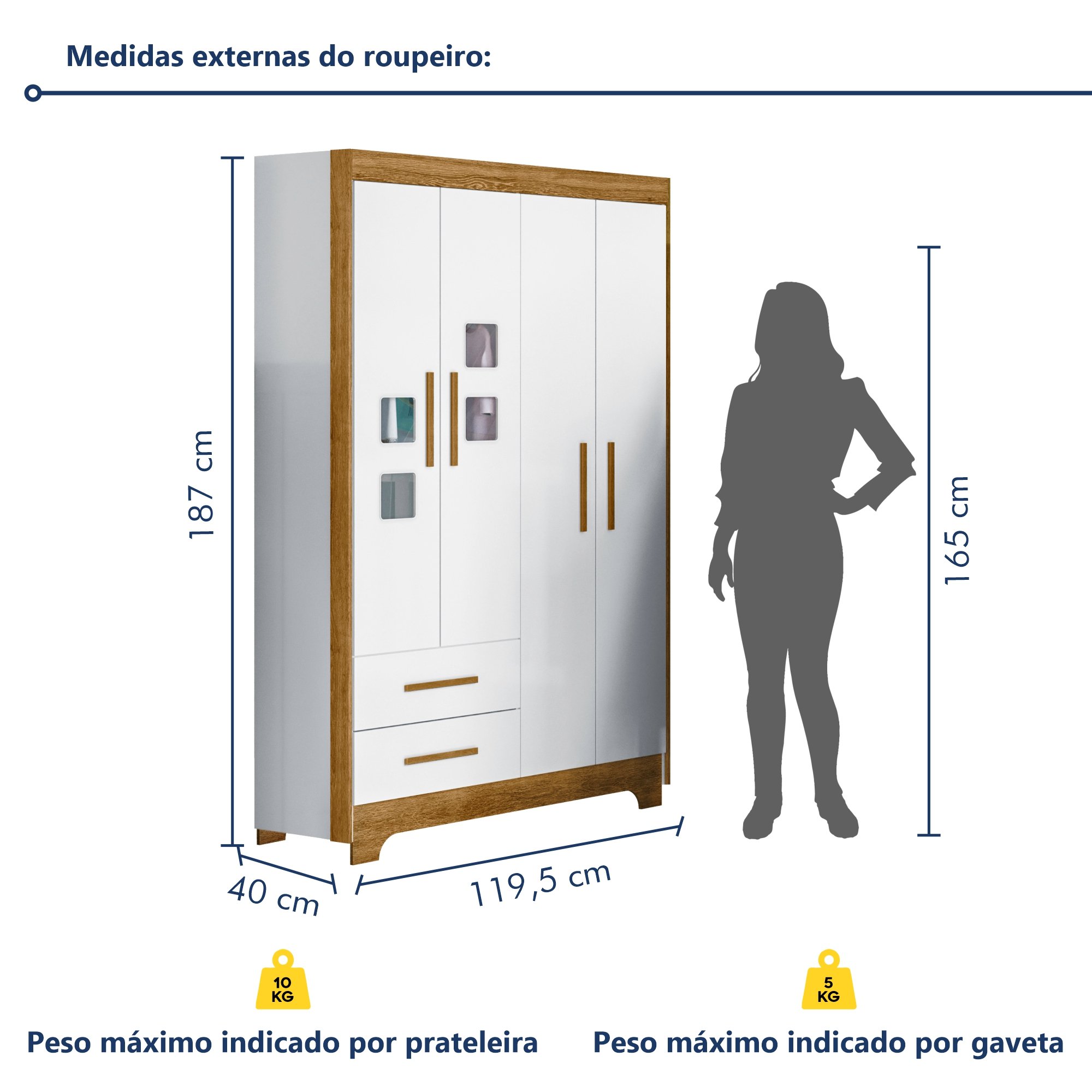 Quarto de Bebê Completo Gêmeos com Guarda-roupa, 2 Berços e Cômoda Gael - 18