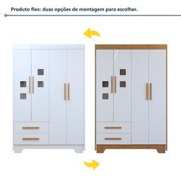 Quarto de Bebê Completo Gêmeos com Guarda-roupa, 2 Berços e Cômoda Gael - 7