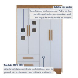 Quarto de Bebê Completo Gêmeos com Guarda-roupa, 2 Berços e Cômoda Gael - 4