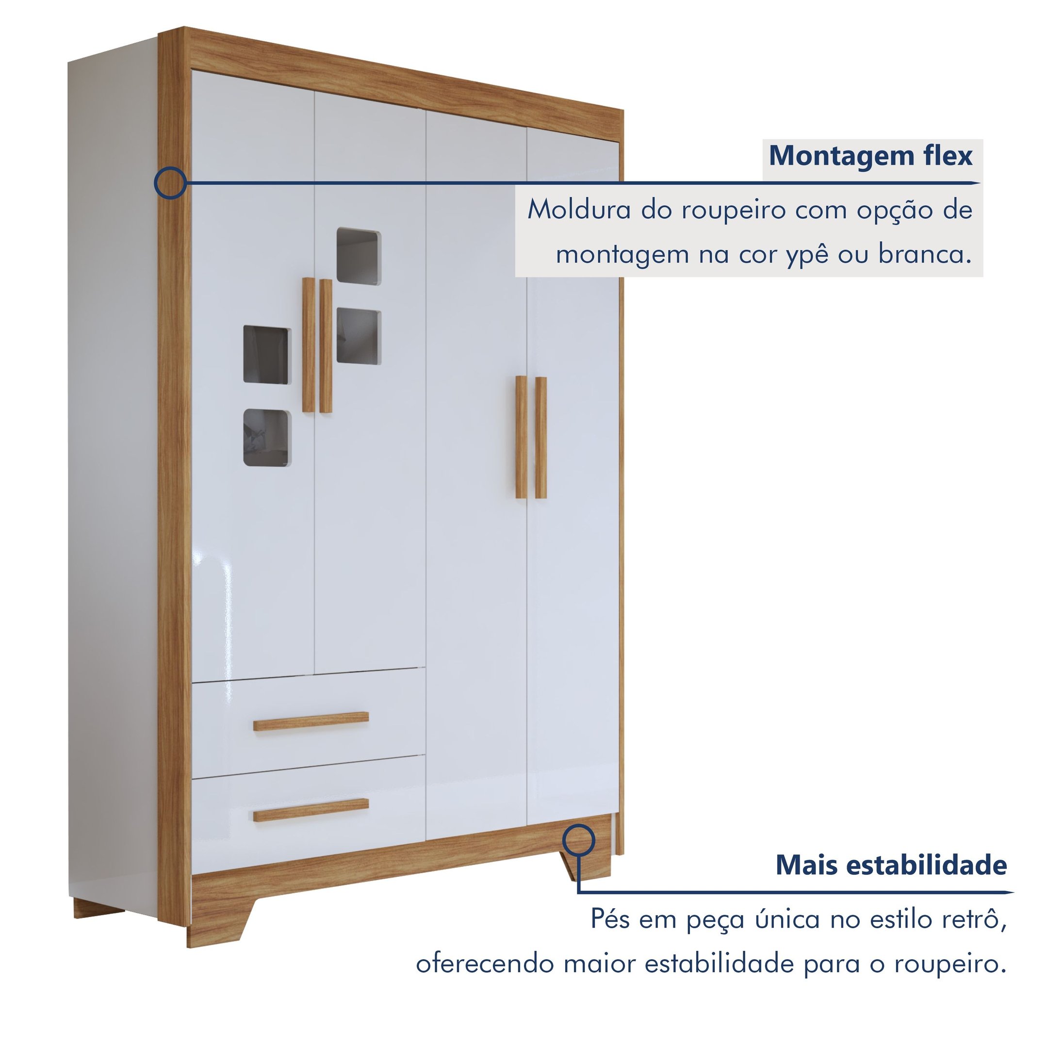 Quarto de Bebê Completo Gêmeos com Guarda-roupa, 2 Berços e Cômoda Gael - 6