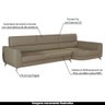 Sofá Decorativo 3 Lugares Giant com Chaise Courvin Nude - Gran Belo - 3