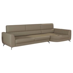 Sofá Decorativo 3 Lugares Giant com Chaise Courvin Nude - Gran Belo - 1