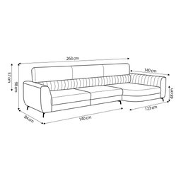 Sofá Decorativo 3 Lugares Giant com Chaise Courvin Nude - Gran Belo - 2