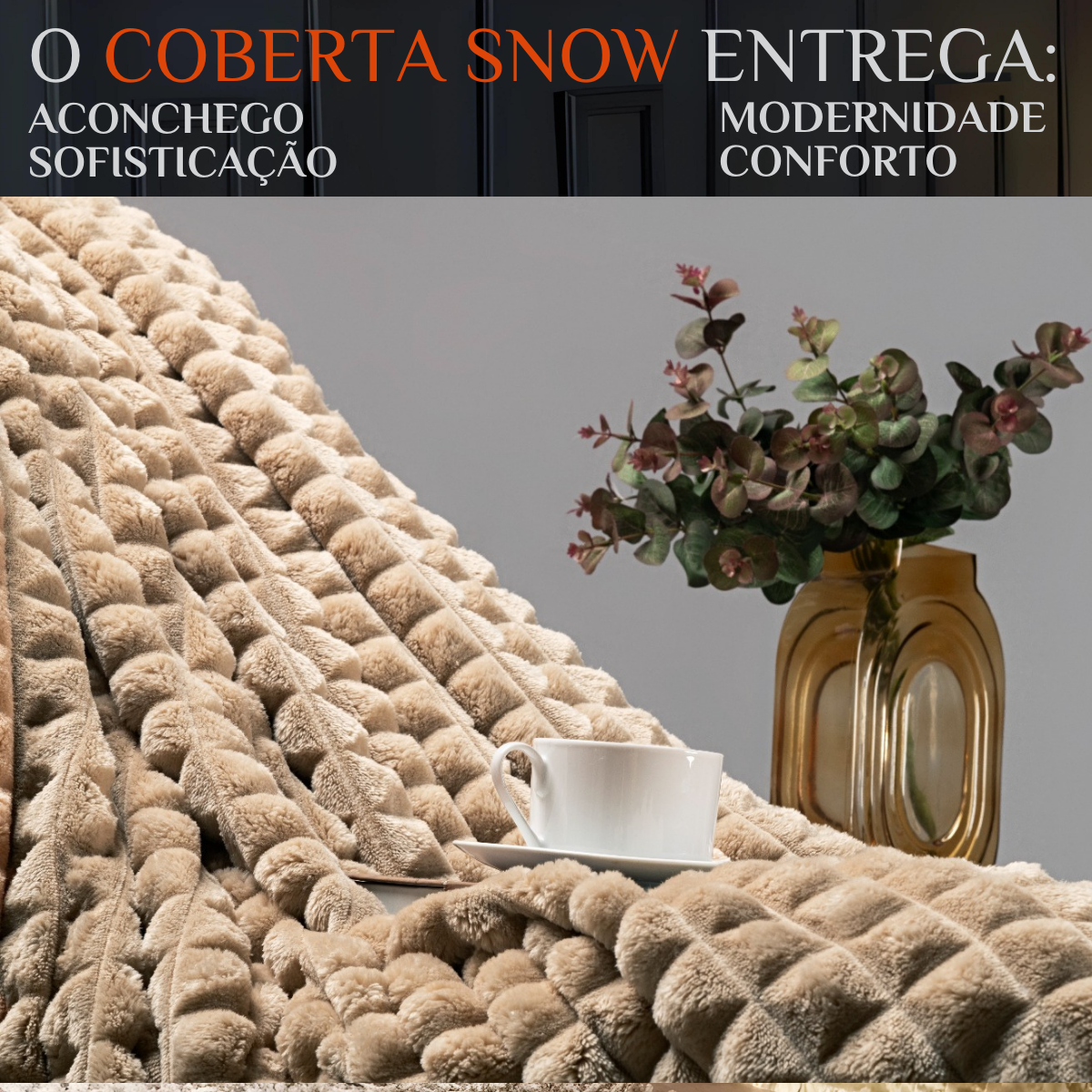 Manta Queen Size Grosso Cobertor Snow Super Quentinho Willow:caqui - 2