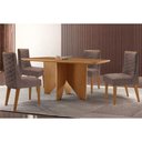 Ver imagem 1 de Sala Jantar Mesa Nevada Tampo Curvo 120cm+4 Cadeiras Dafne Madeira Naturale - Capuccino/corano